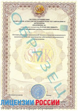 Образец сертификата соответствия (приложение) Северобайкальск Сертификат ISO 13485
